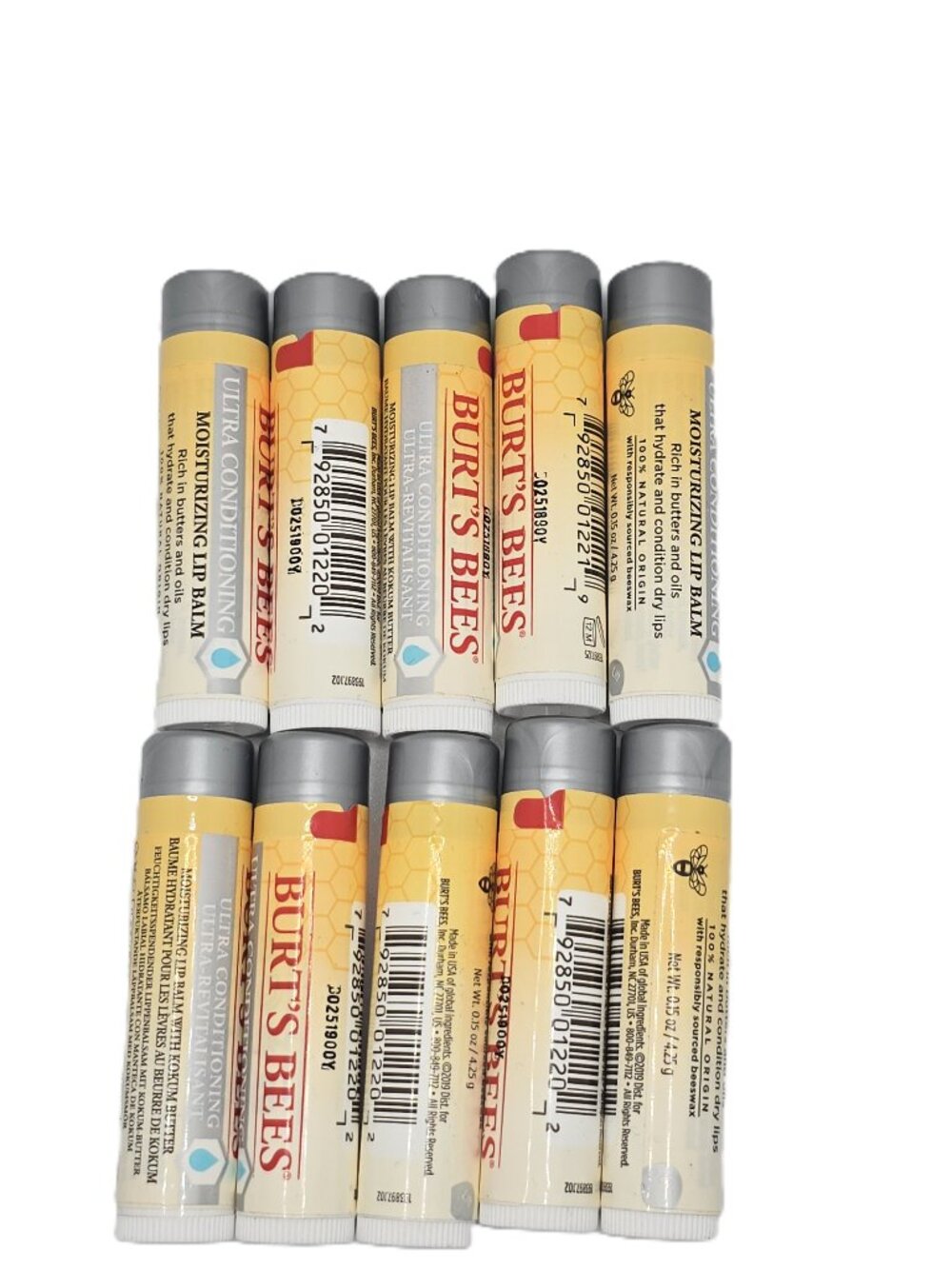 Lot of 10 Burt's Bees Ultra Conditioning Lip Balm Kokum Butter 100% Natural NEW